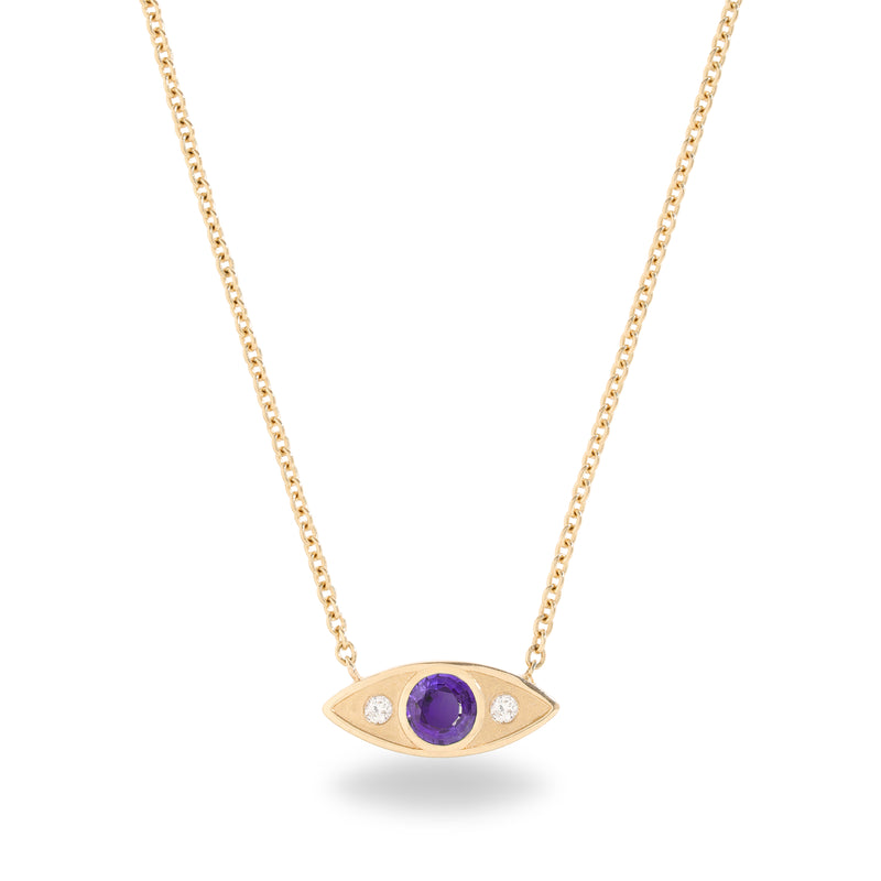 Evil eye gold diamond & natural tanzanite pendant (PRE-ORDER)