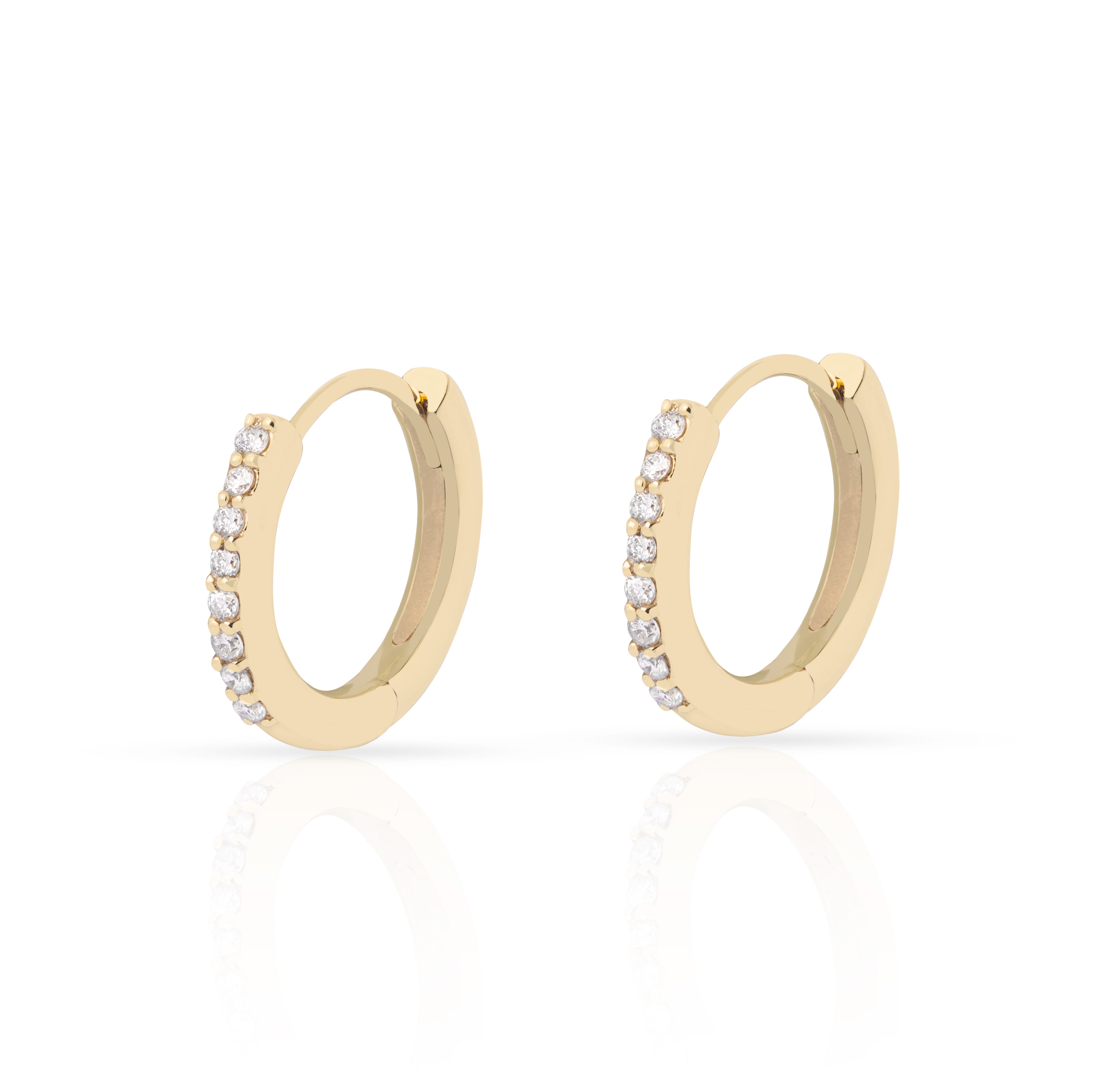 Iris Lab-Grown Diamond Huggie Hoop Earrings – 10K Gold