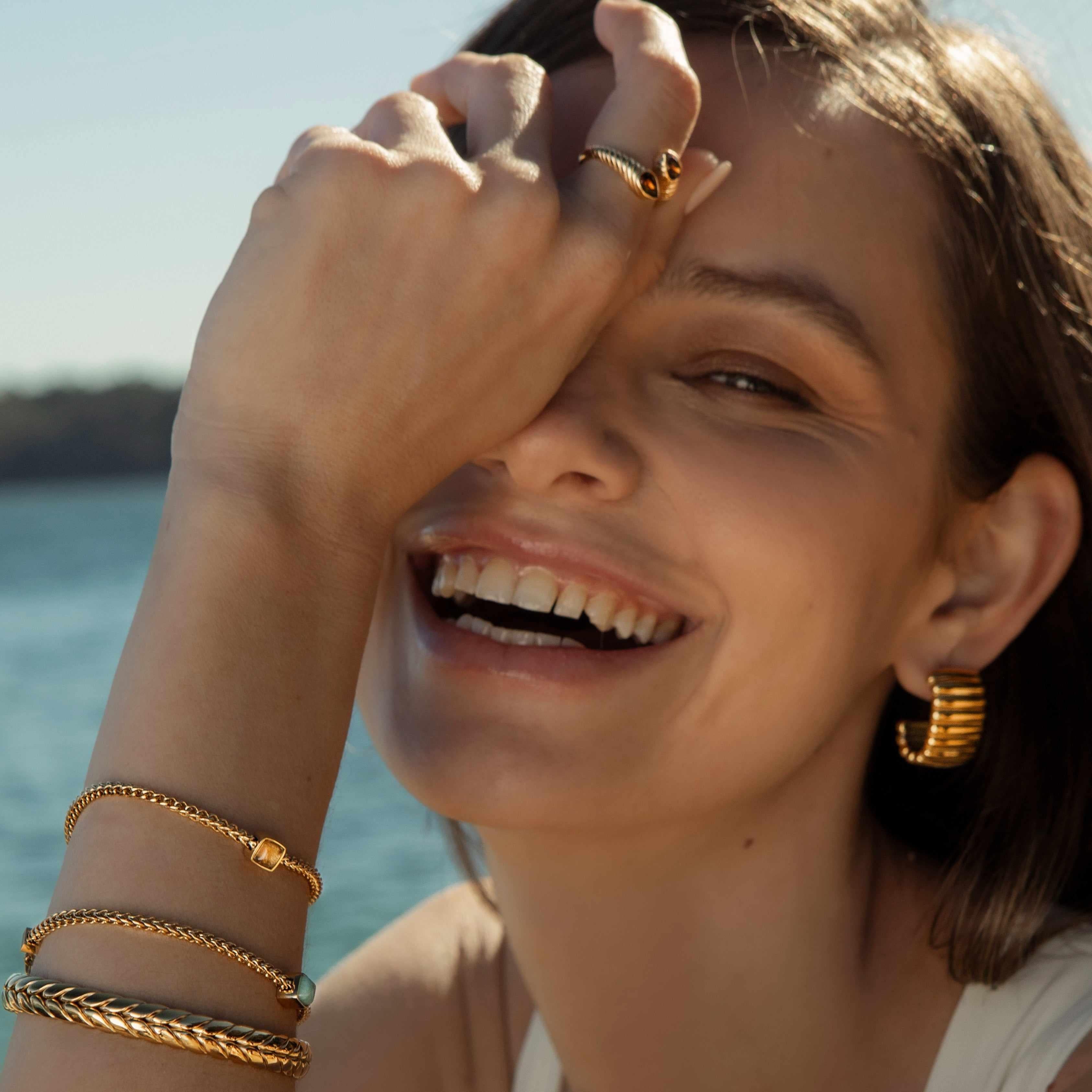 Vista ridge textured hoop earrings - waterproof