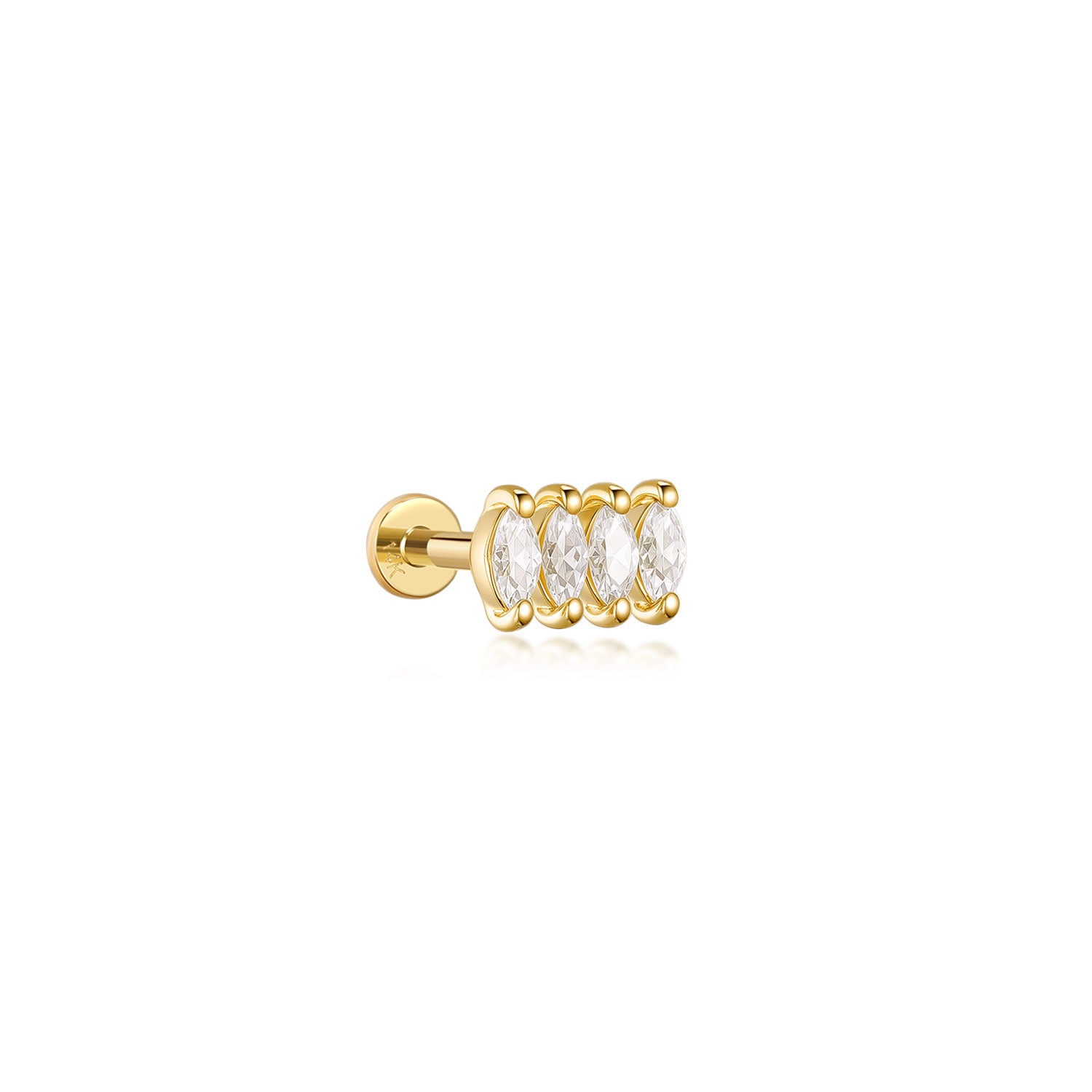 Moissanite 14K Solid Gold Piercing Earring