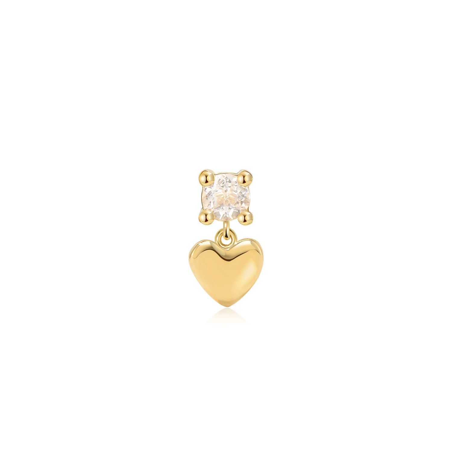 Ori Moissanite Drop Heart Labret Earring – 14K Solid Gold Flat Back