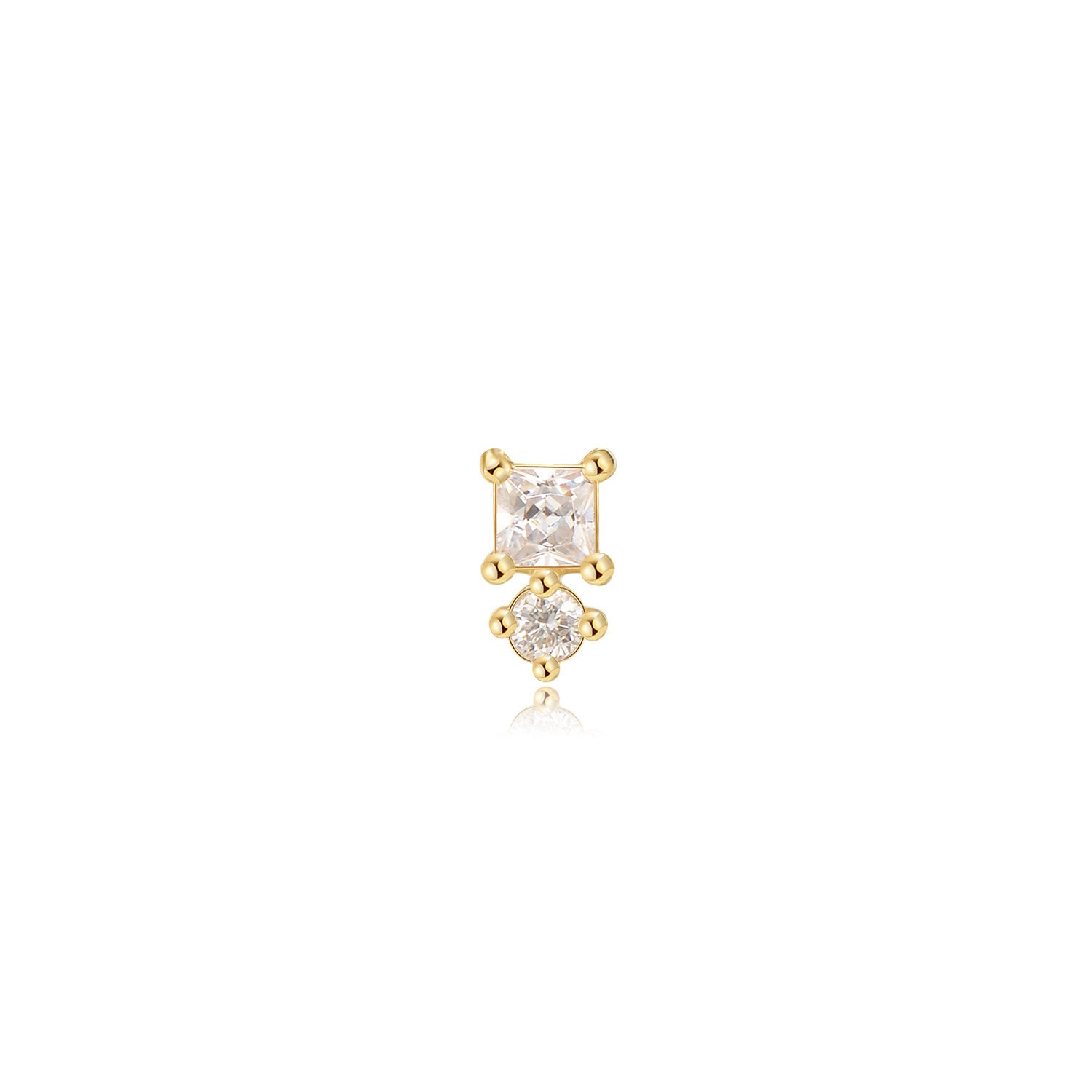 Phoenix Moissanite Labret Earring – 14K Solid Gold Flat Back