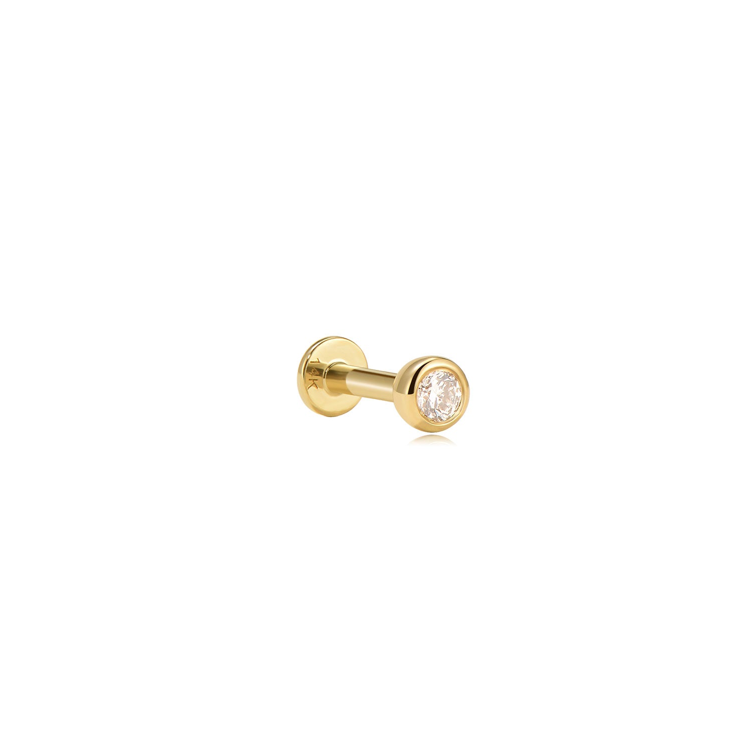 Porto bezel crystal 14k gold labret earring | MEZI
