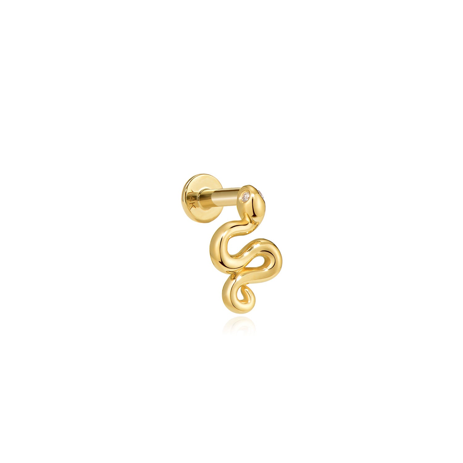Riga snake 14k gold labret earring | MEZI