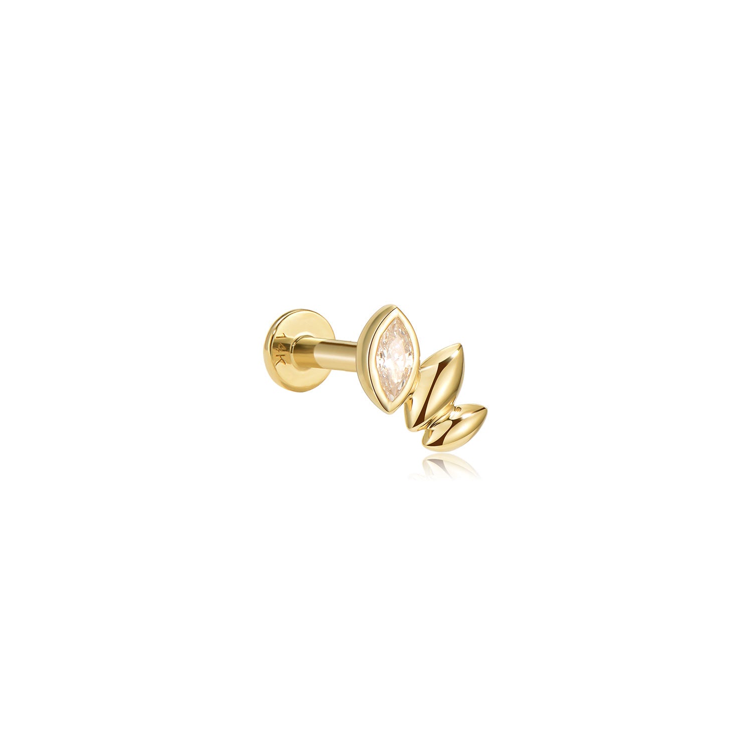 Roux Moissanite Labret Earring – 14K Solid Gold Flat Back