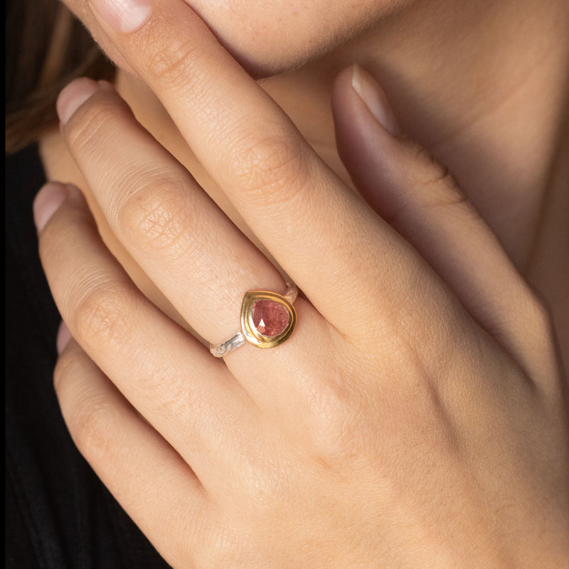 Suda semi-precious two tone ring