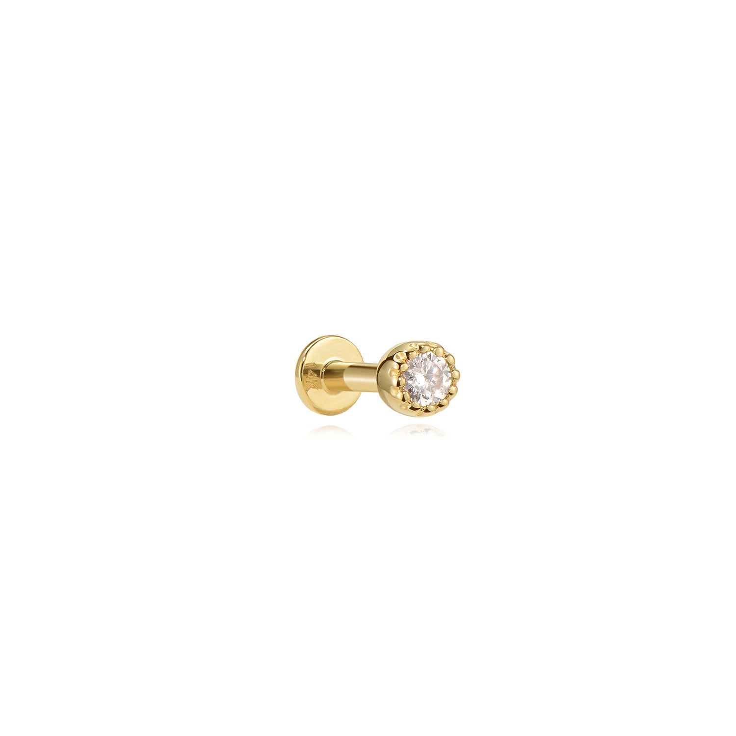 Sage Moissanite Labret Earring – 14K Solid Gold Flat Back