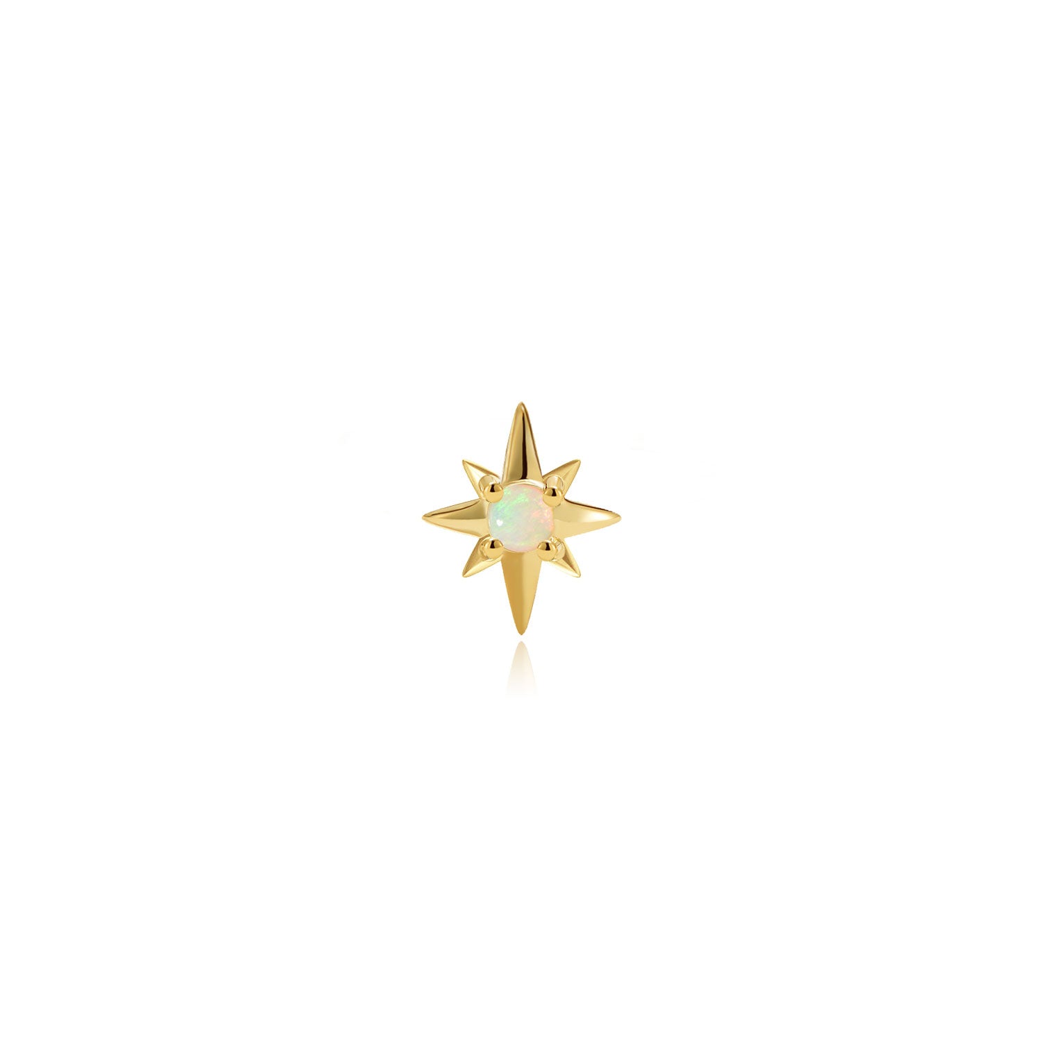 Serin Australian Opal Labret Earring – 14K Solid Gold Flat Back