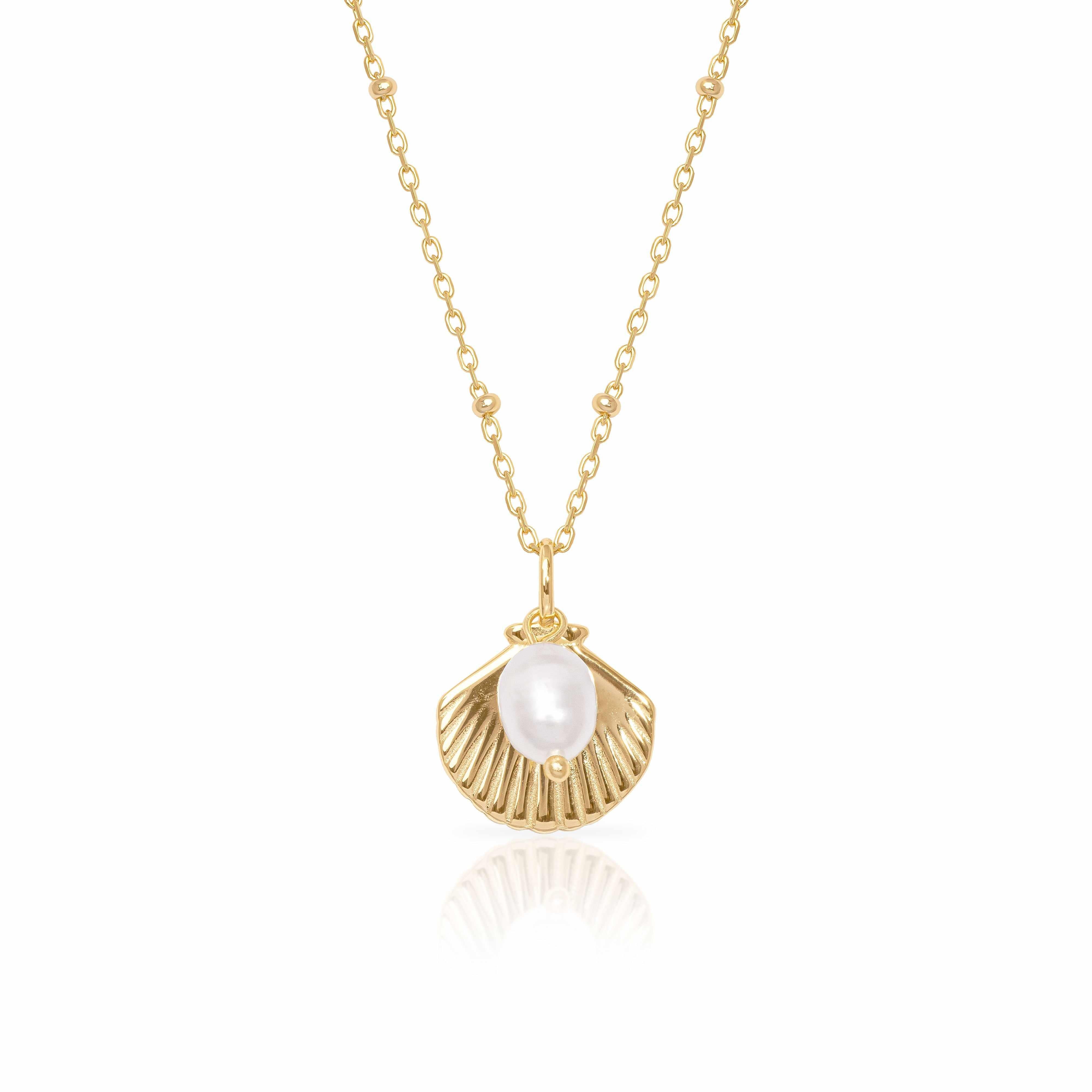 Shell and pearl gold filled pendant