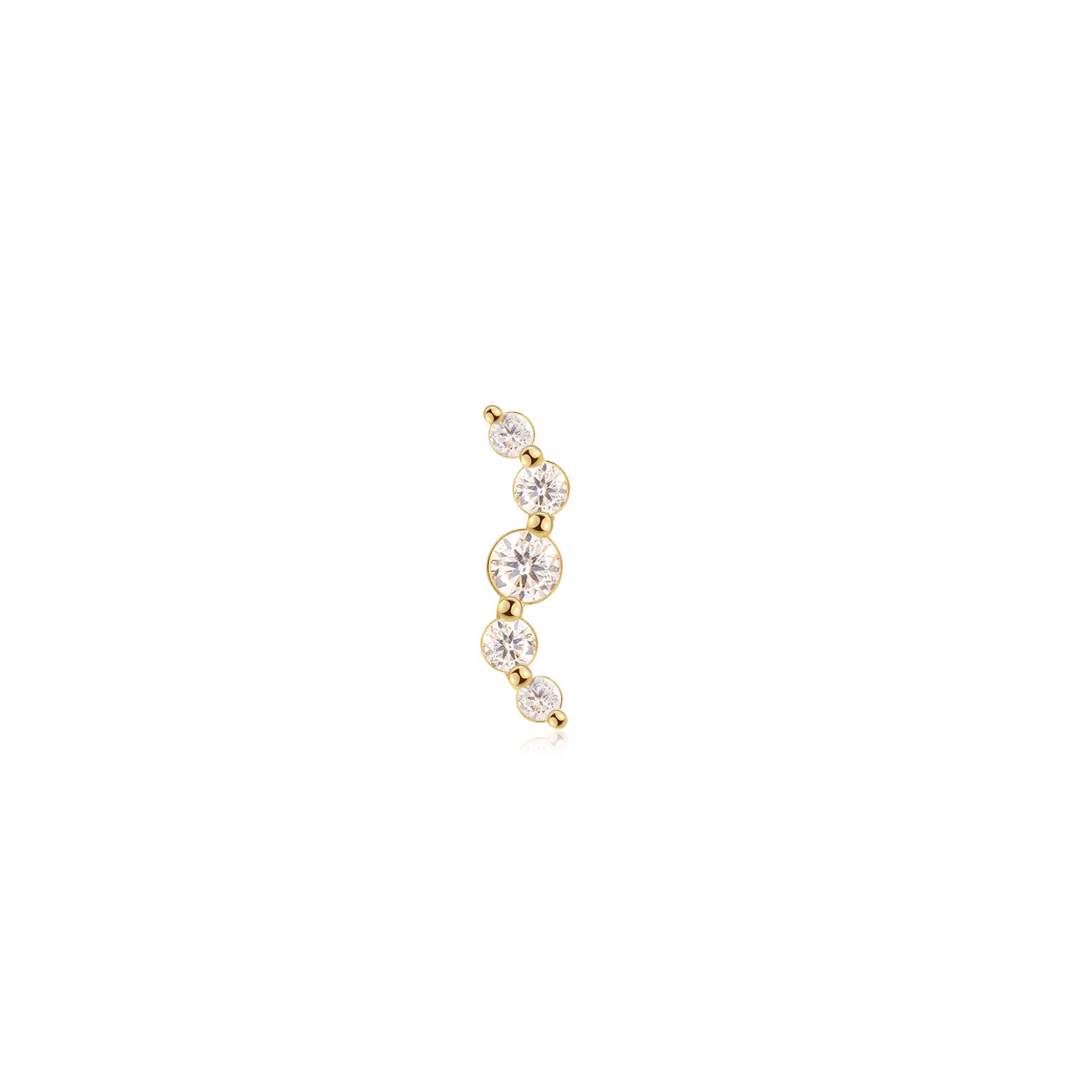 Soho Moissanite Curve Labret Earring – 14K Solid Gold Flat Back
