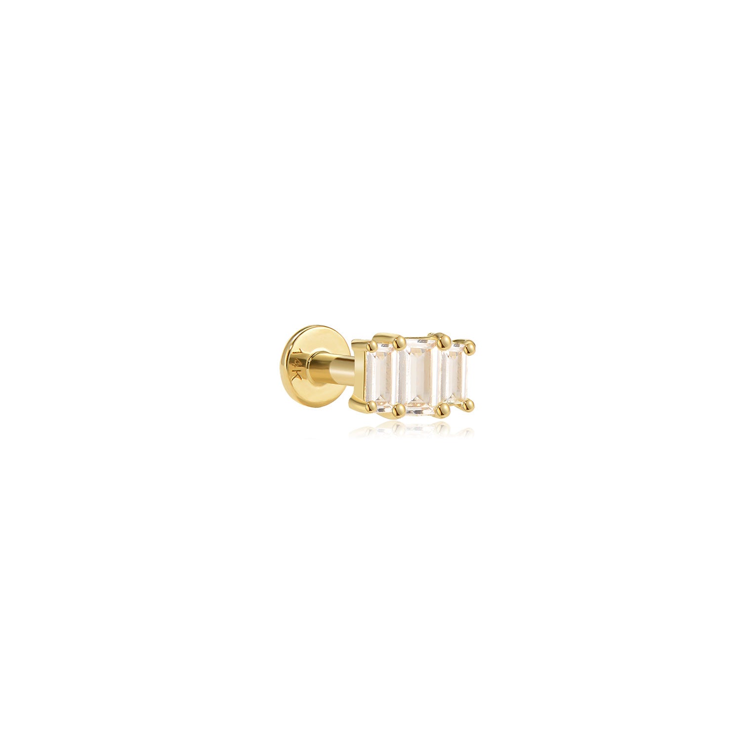 Vanya Moissanite Labret Earring – 14K Solid Gold Flat Back