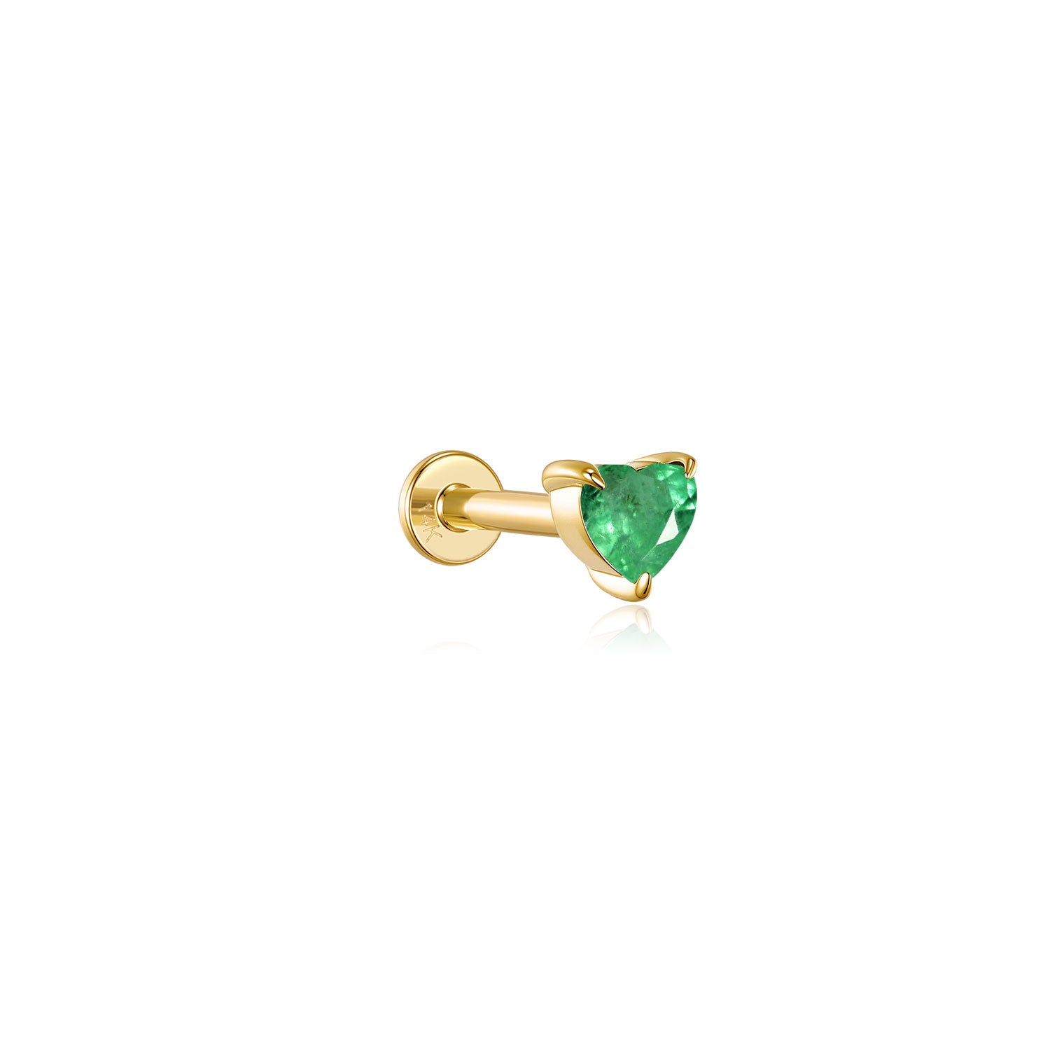 Vela Chalcedony Heart Labret Earring – 14K Solid Gold Flat Back