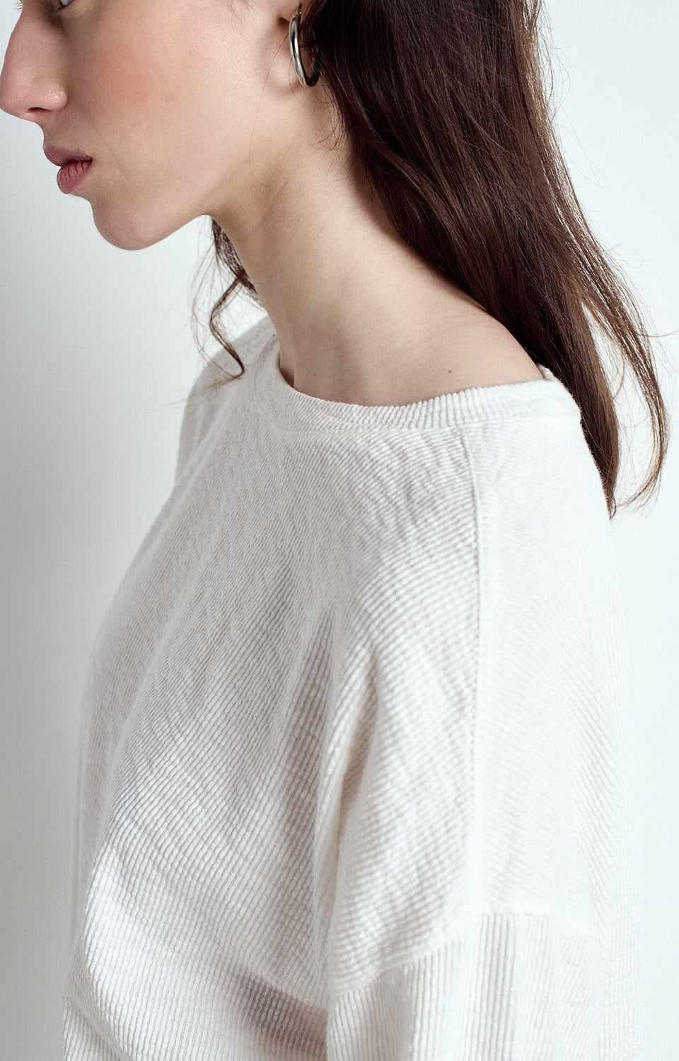 American Vintage LA MAISON YRU02AE25 T-SHIRT AMPLE MANCHES 7/8 COL ROND WHITE