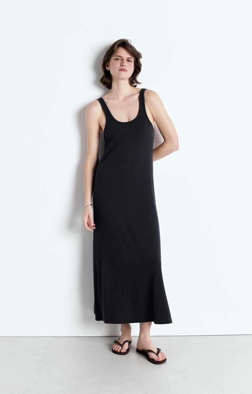 American Vintage LA MAISON YRU14AE25 ROBE LONGUE DROITE BRETELLES COL ROND