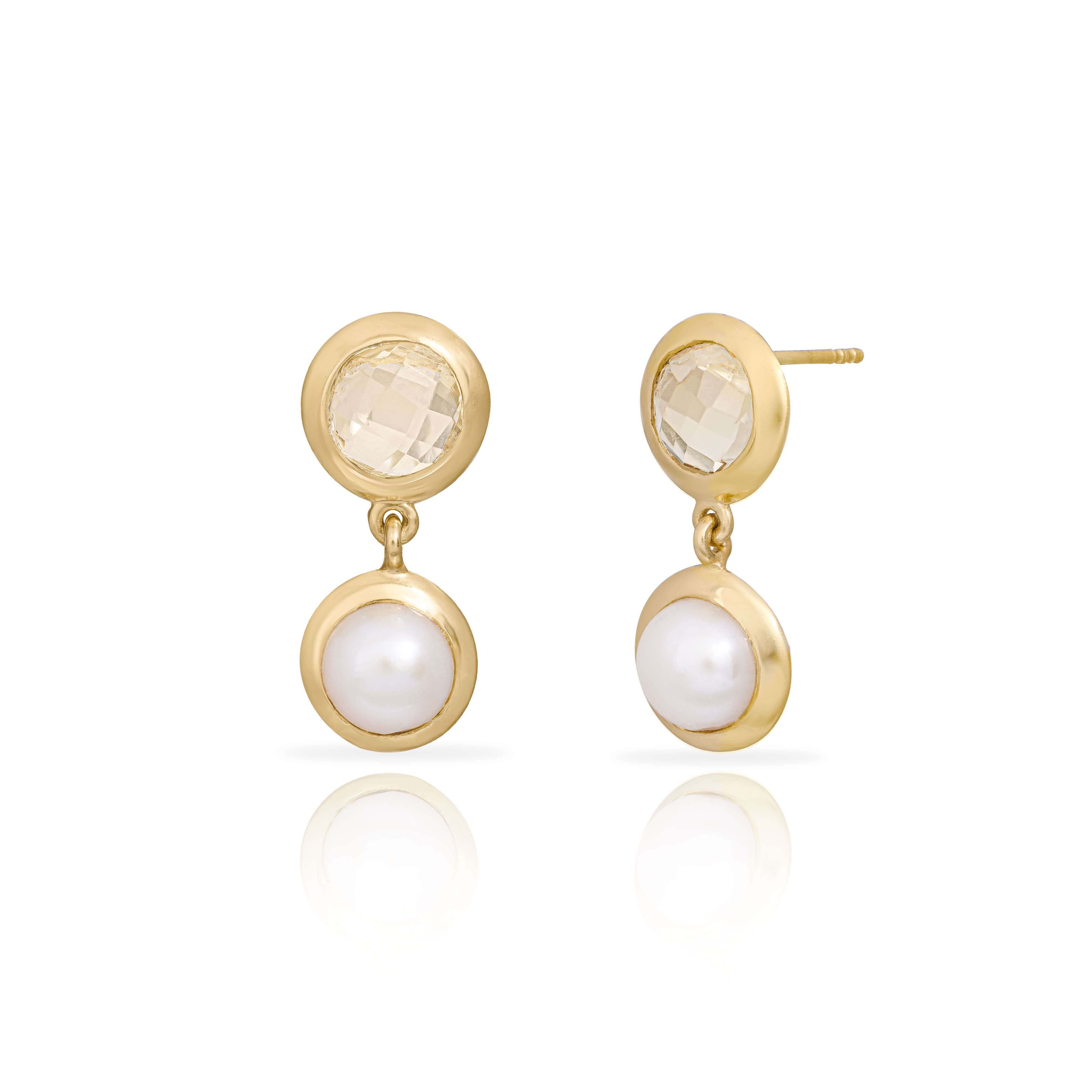 Summer citrine - freshwater pearl earrings