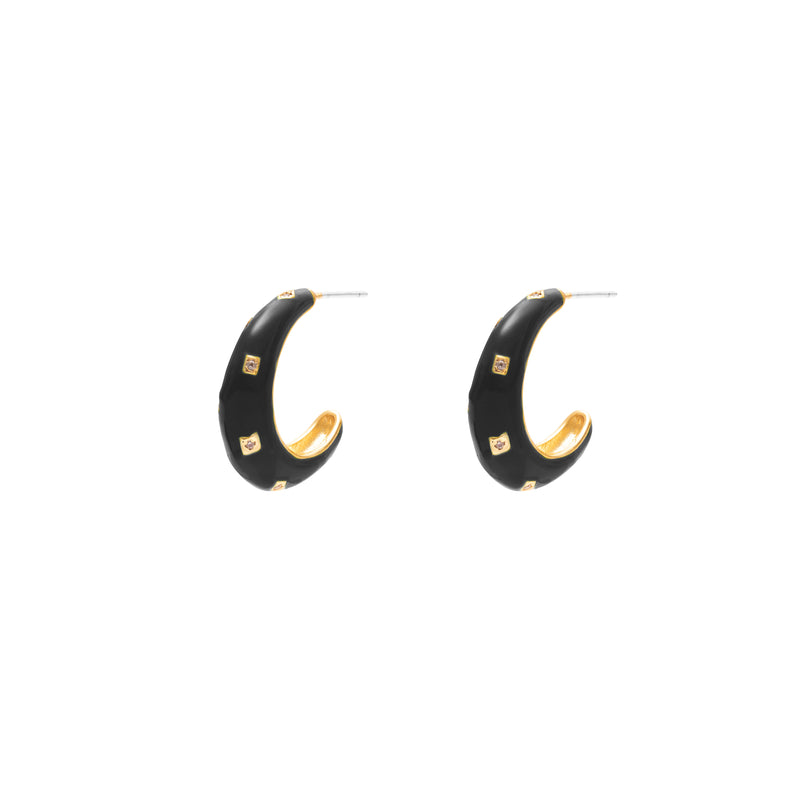 Agata enamel hoop earrings