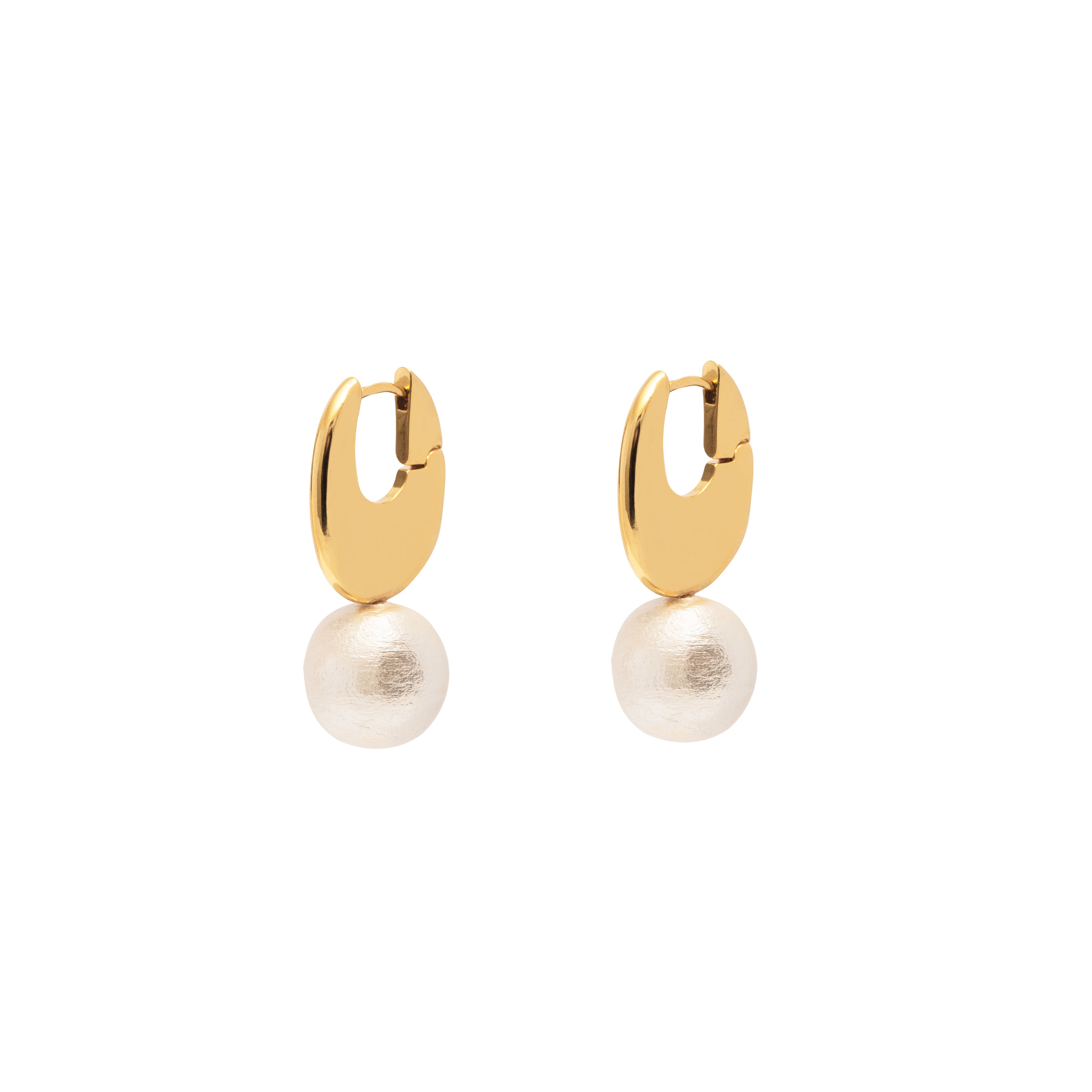 Amos white ball gold hoop earrings | MEZI