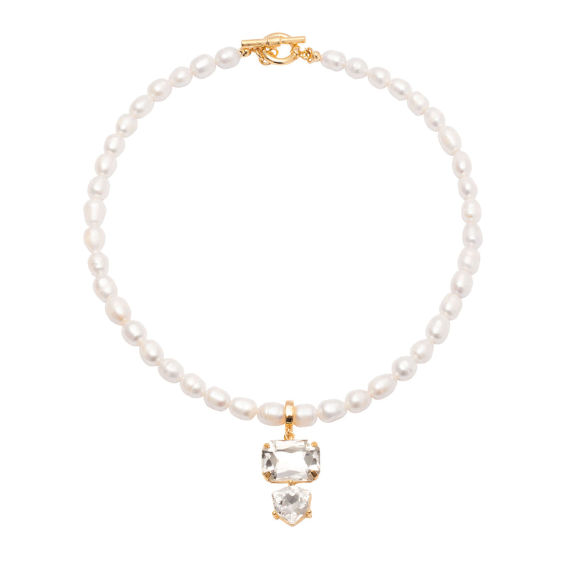 Blume crystal pearl necklace
