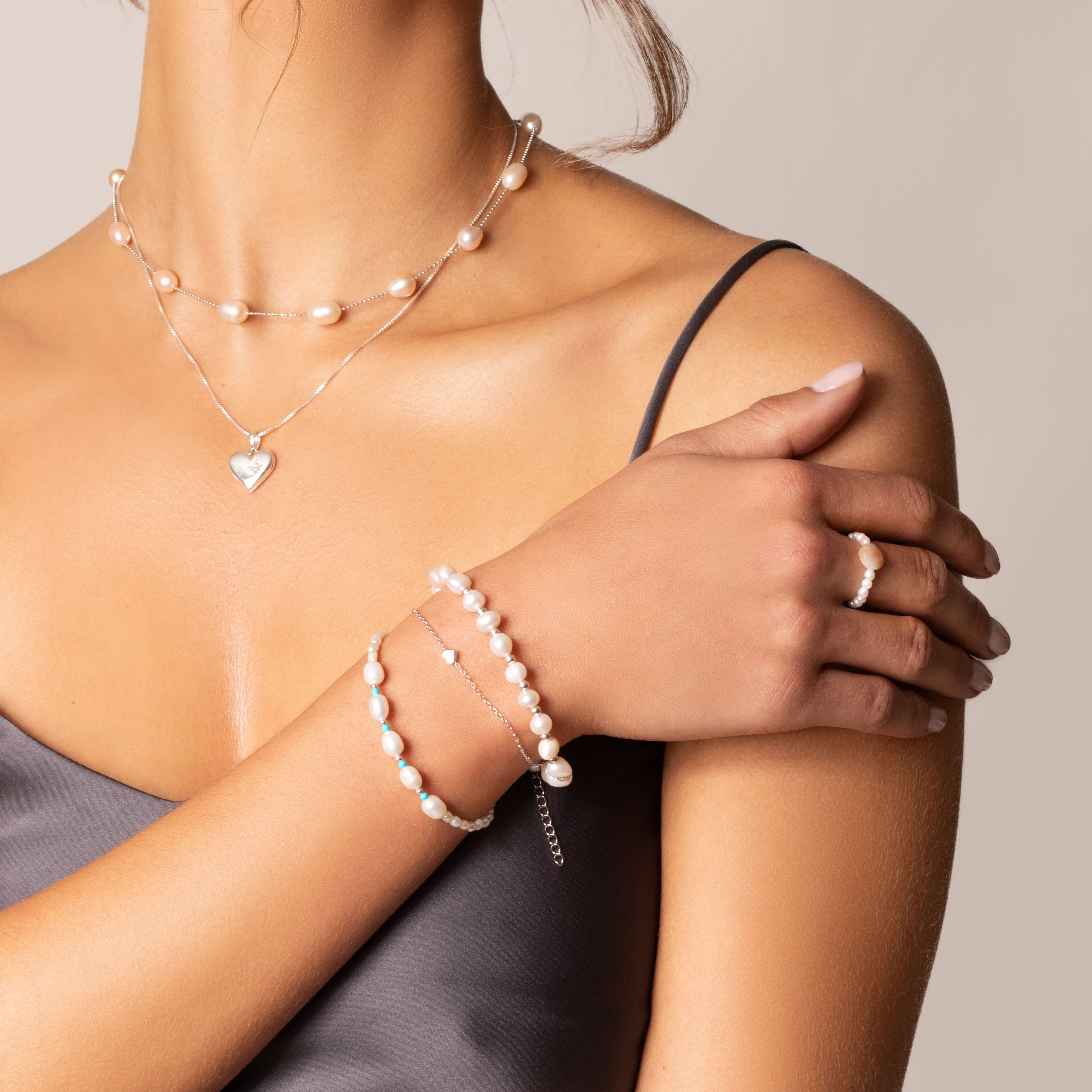 Kenal freshwater pearl & sterling silver bracelet | MEZI