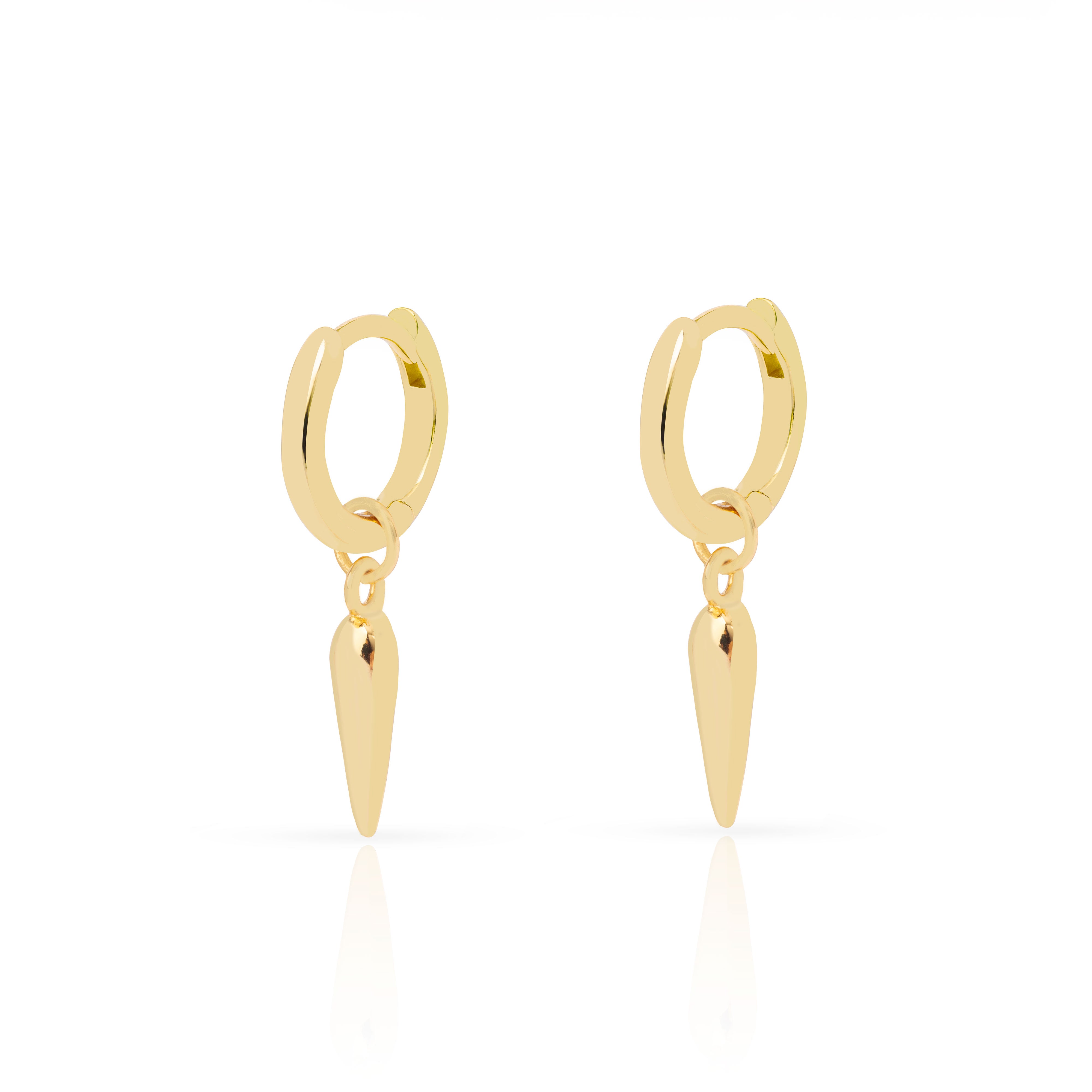 Cone Hoop Earrings Sterling Silver Gold Huggies | MEZI