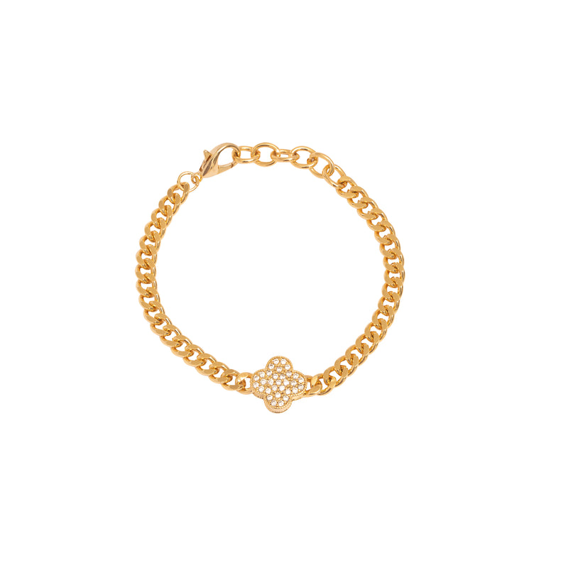 Clover large crystal chain bracelet