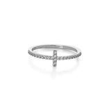 Cross crystal gold ring