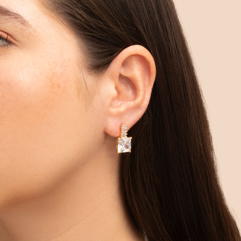 Karo crystal princess cut stud earrings