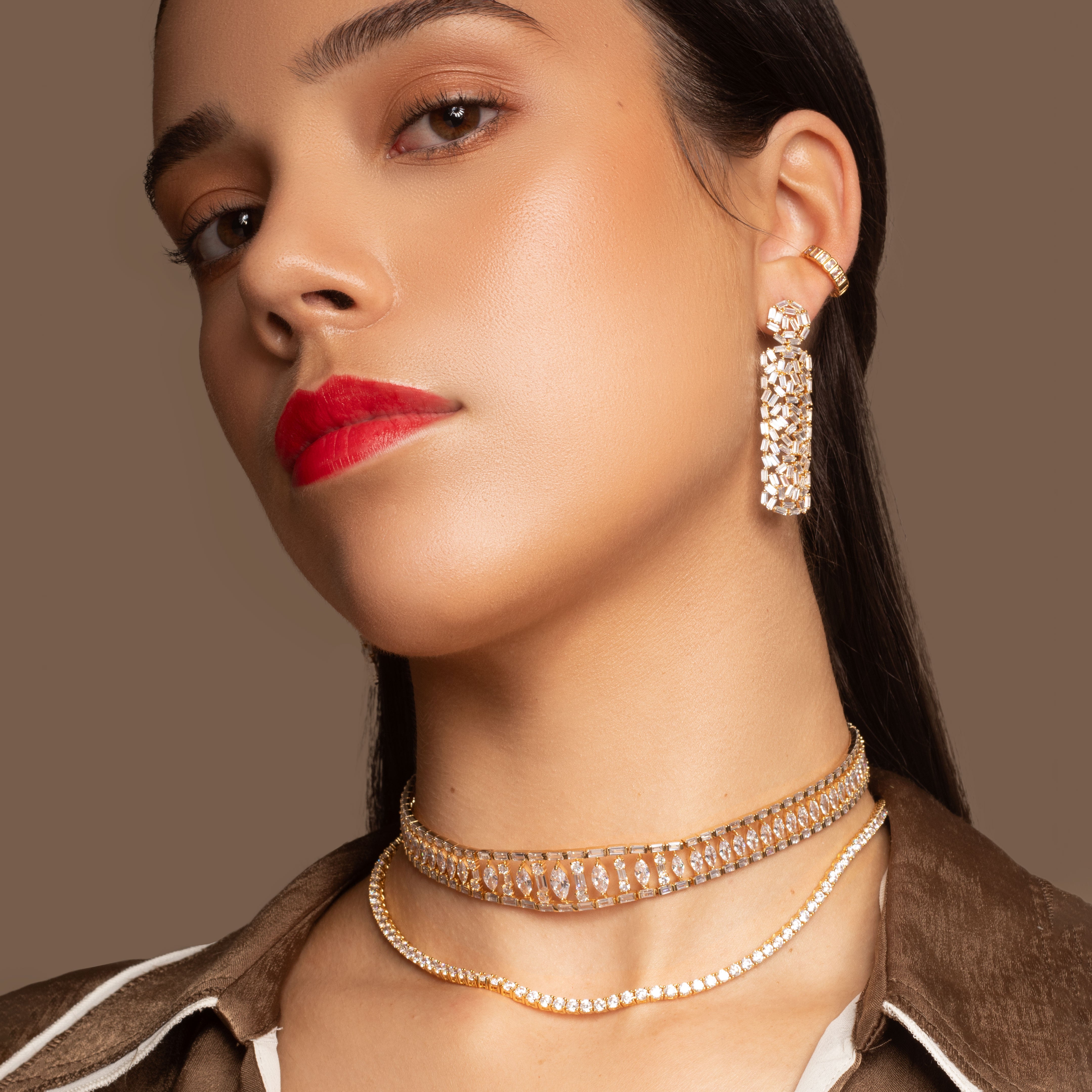 Onze rectangle crystal earrings | MEZI