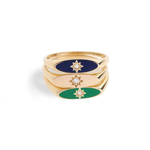 Evil eye enamel diamond star ring (PRE-ORDER)