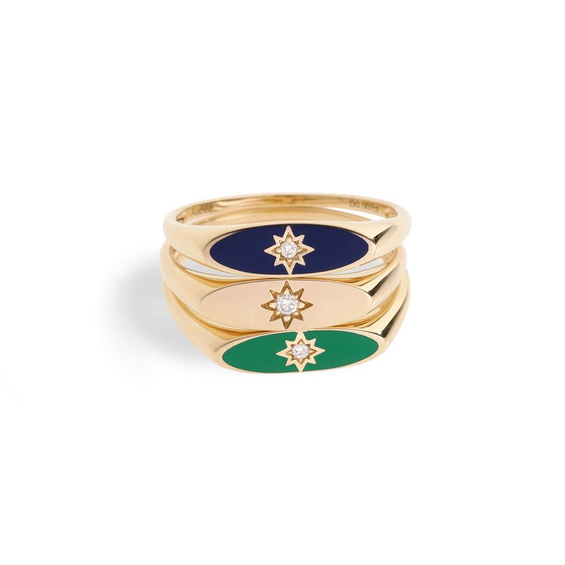 Evil eye enamel diamond star ring (PRE-ORDER)