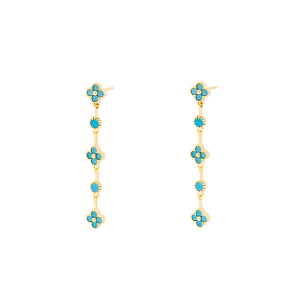 Drape clover turquoise crystal drop earring