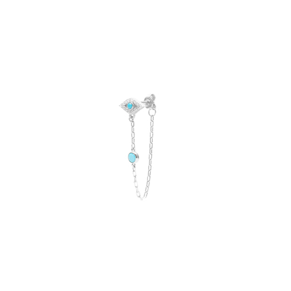 Evil eye crystal drop chain earring