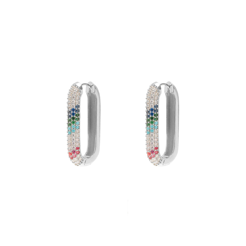 Feza multi coloured crystal hoops