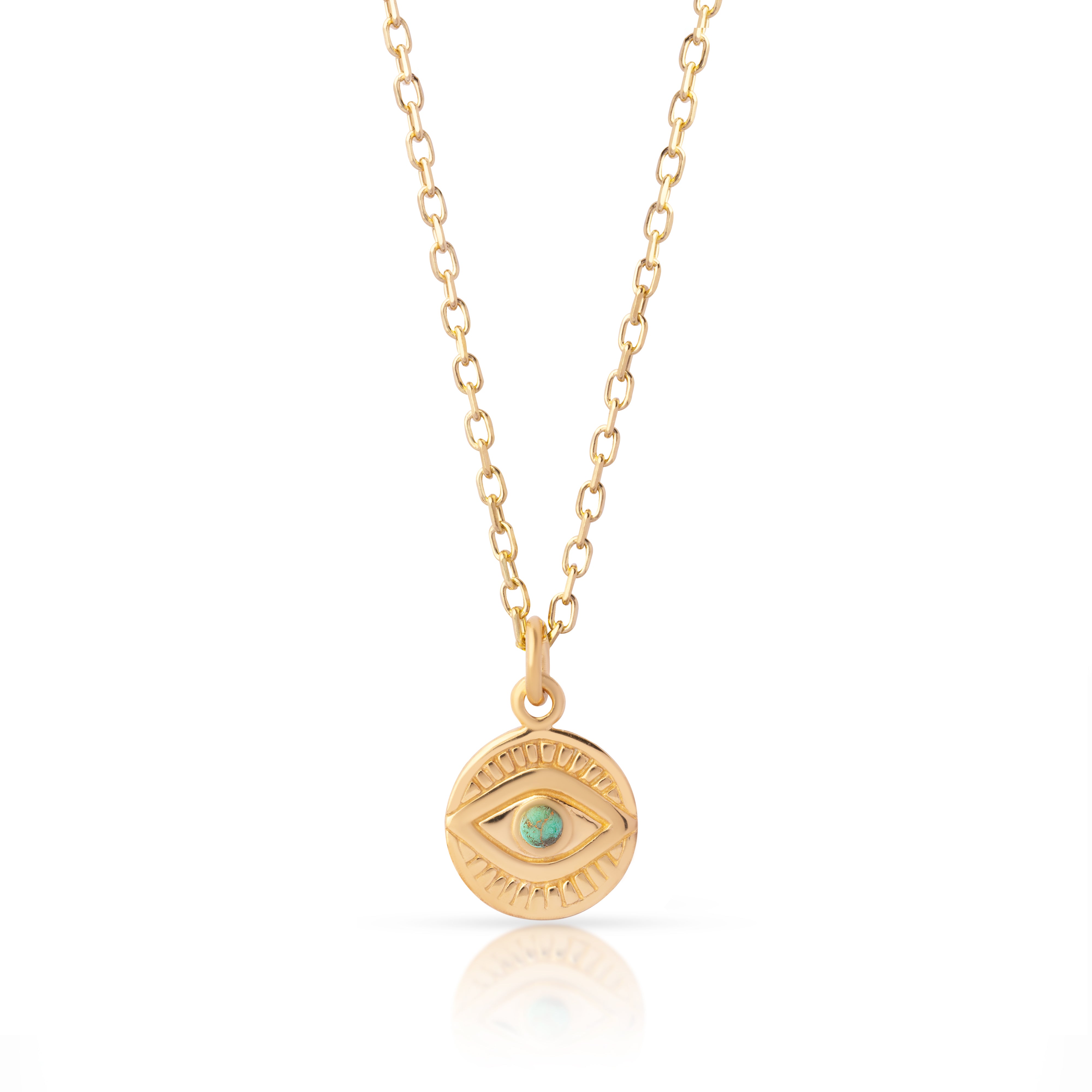Kena Evil Eye Turquoise Disc Necklace – Gold Filled| MEZI | MEZI