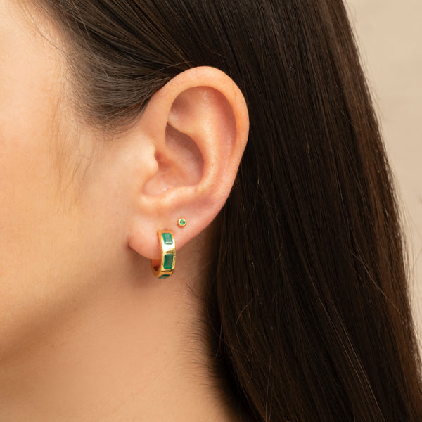 Fuli green crystal studs