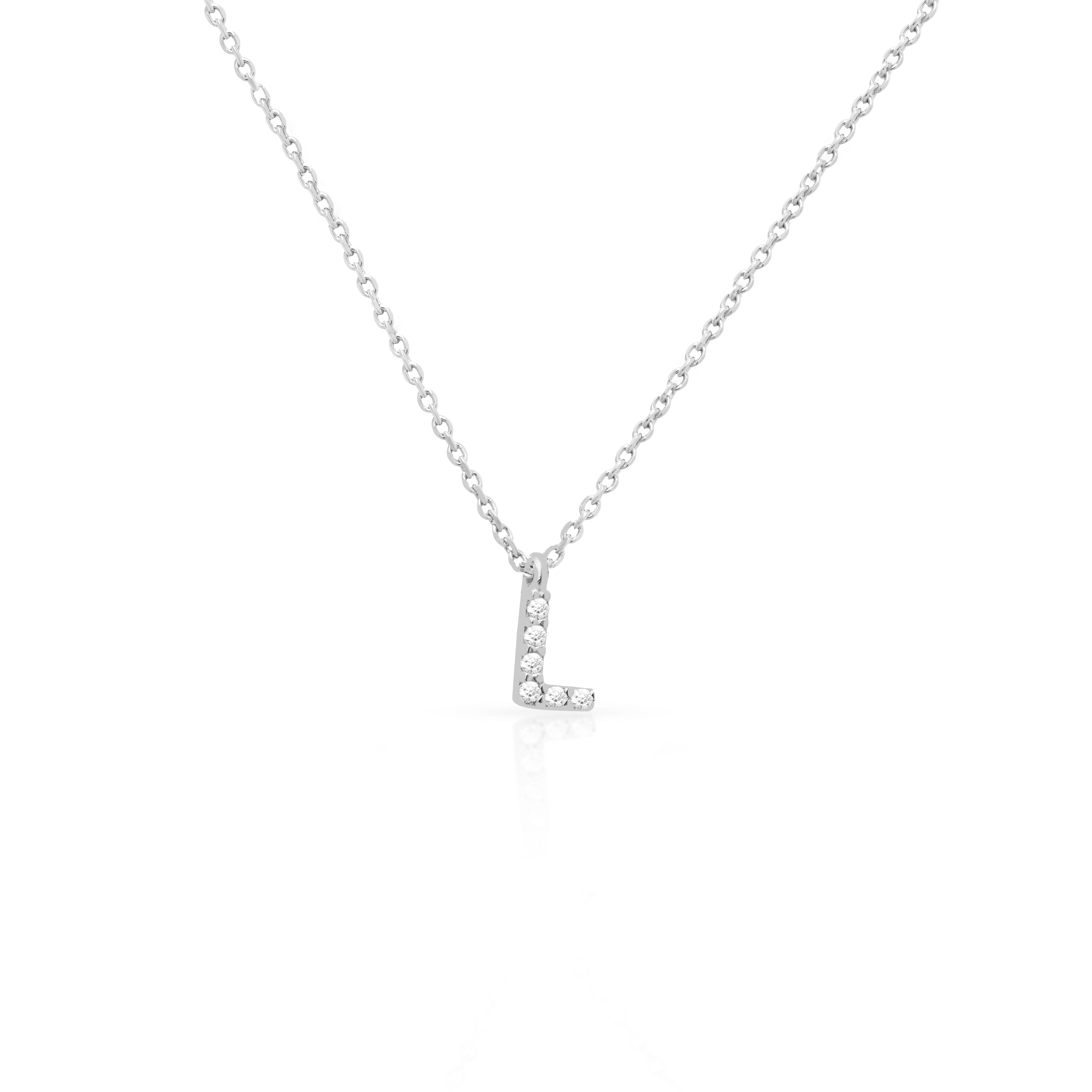 Initial crystal small pendant necklace | MEZI