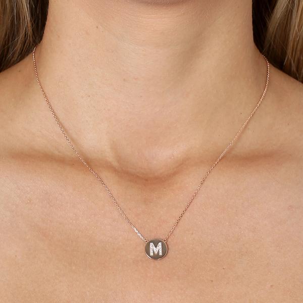 Initial gold disc necklace