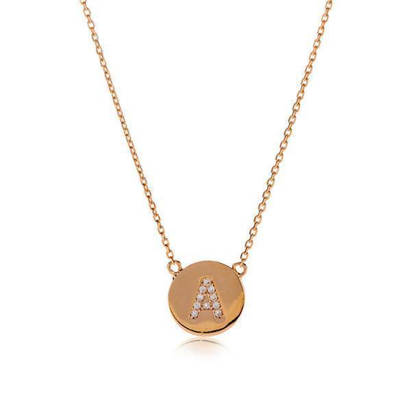 Initial gold disc necklace