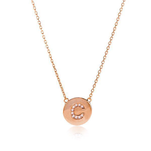 Initial gold disc necklace