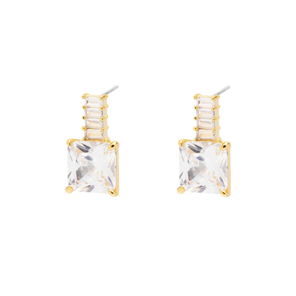 Karo crystal princess cut stud earrings