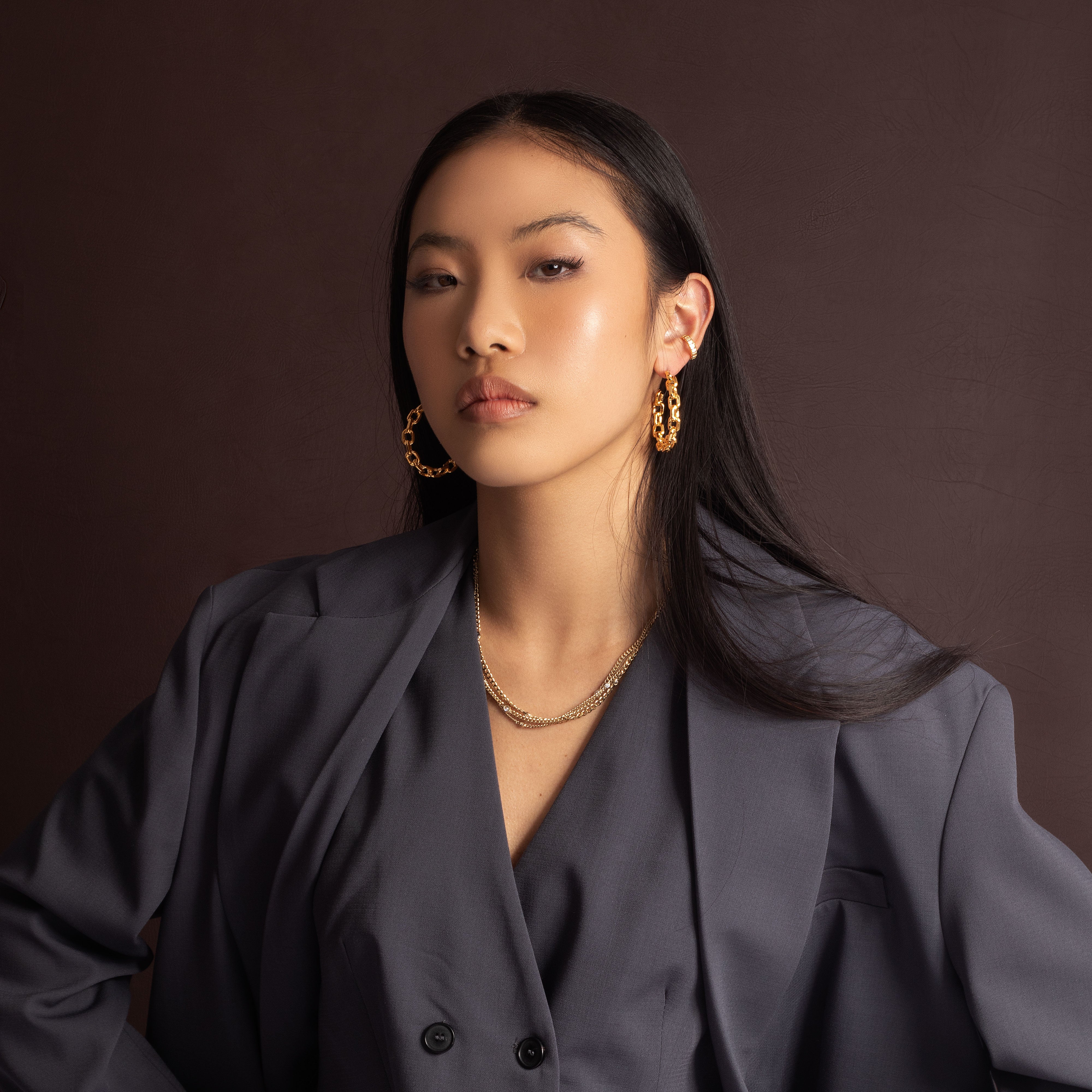 Salma chain hoop earrings | MEZI
