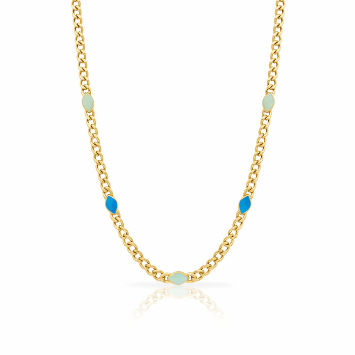 Santorini evil eye necklace- Waterproof, silver-tone metal
