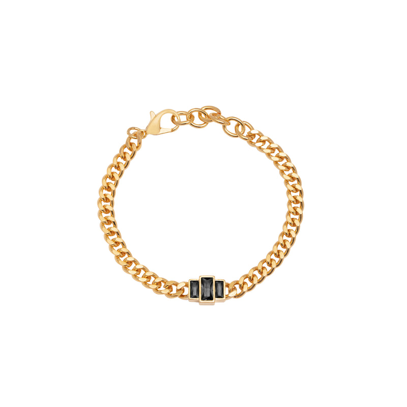 Oblong crystal chain bracelet