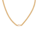 Oblong crystal chain necklace