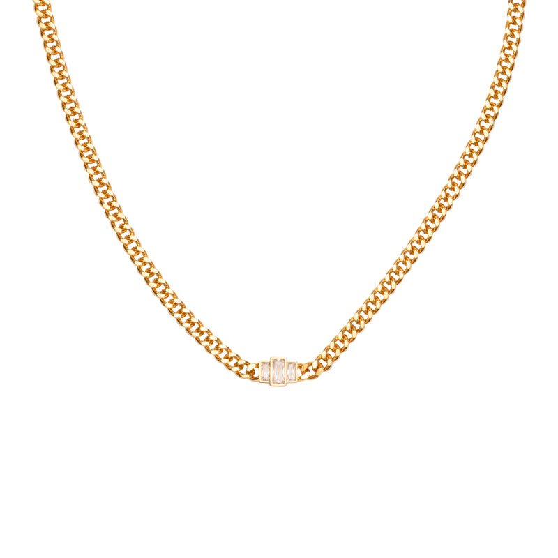 Oblong crystal chain necklace