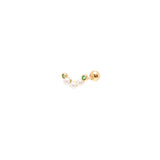 Curve bar pearl & crystal 14k gold Labret