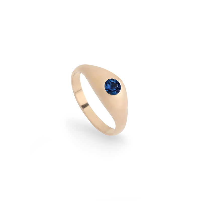 Evil eye natural blue sapphire 9k gold ring  (PRE-ORDER)