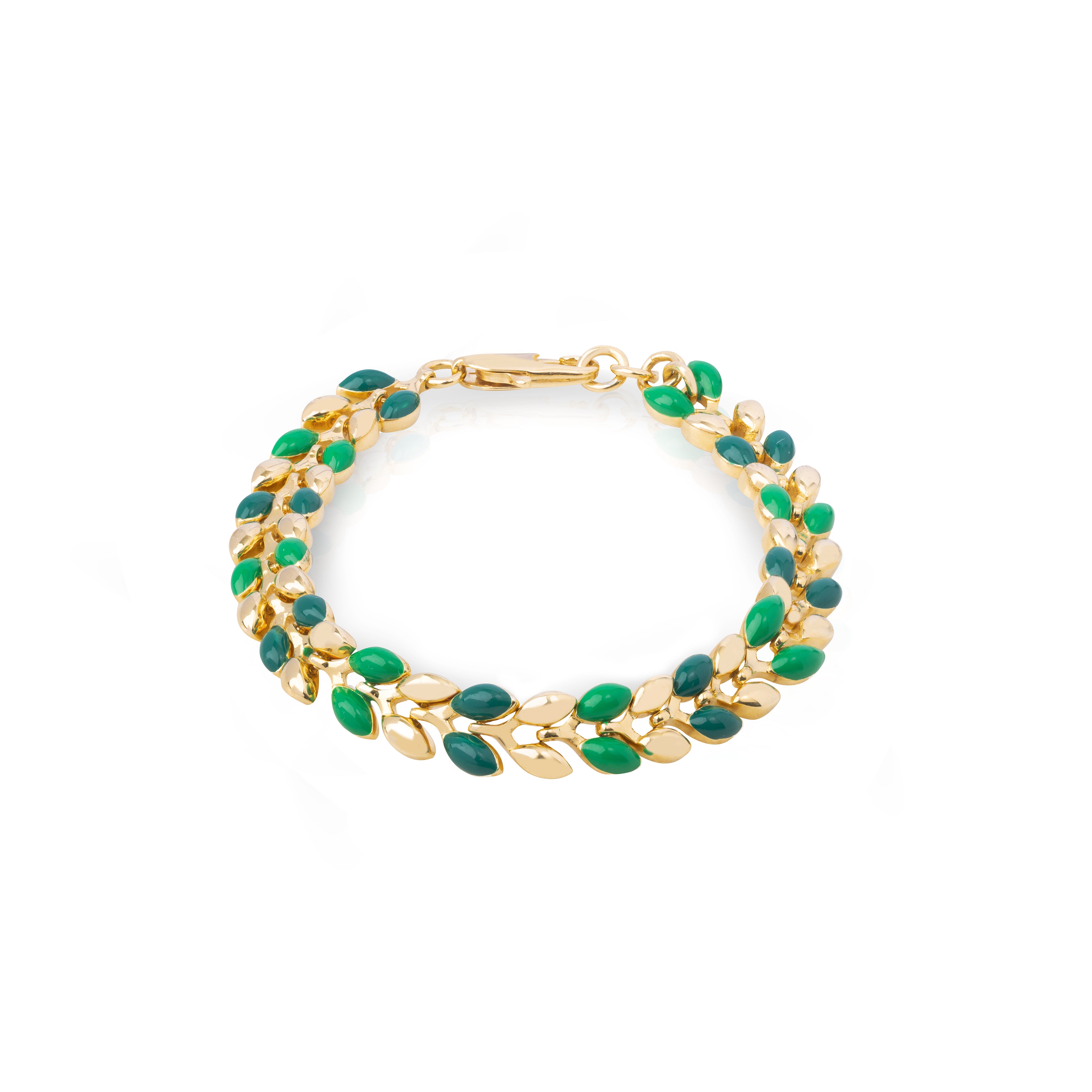 Gold Solace Green enamel Bracelet - Jewellery | Mezi  | MEZI