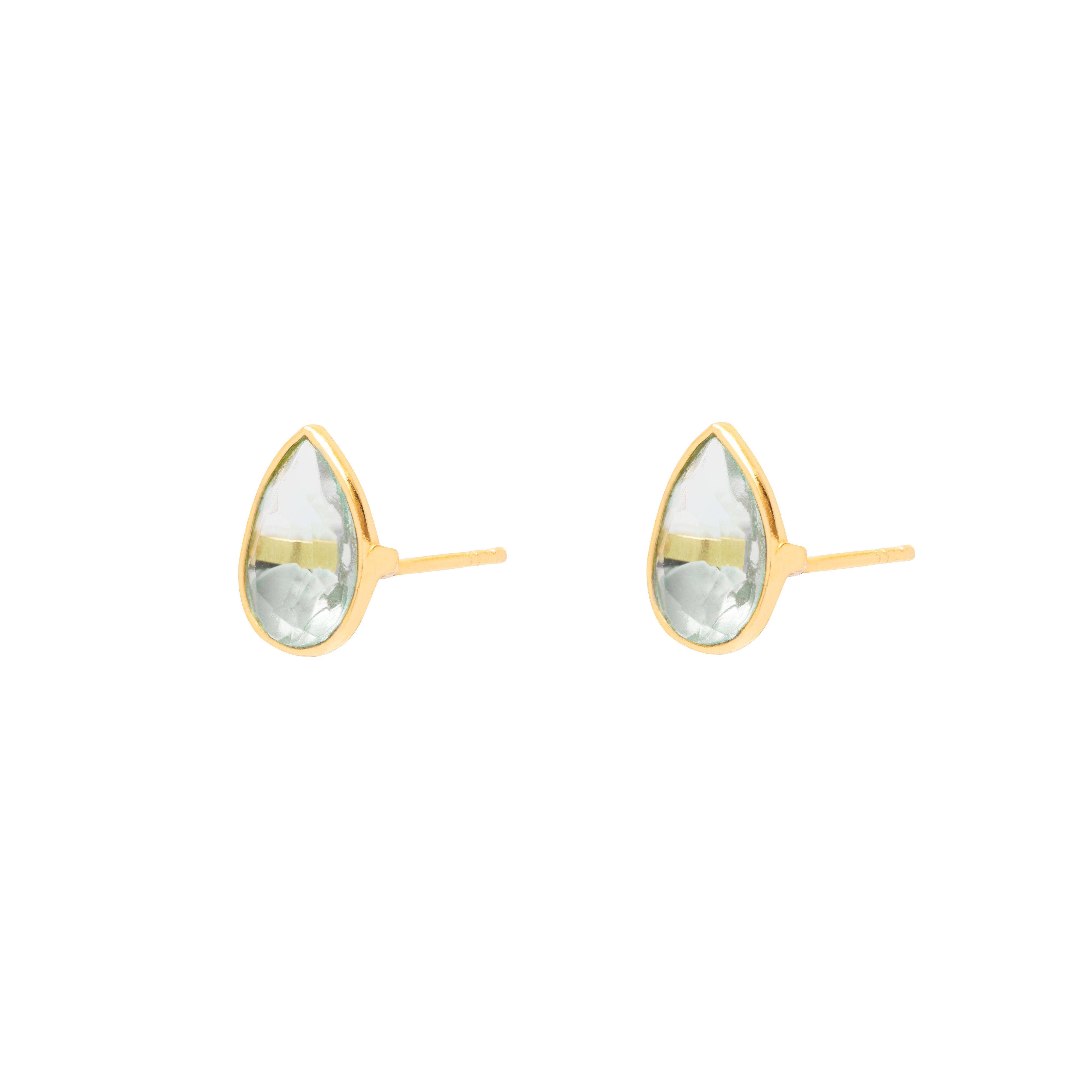 Gold Tera Natural Stone Tear Drop Studs - Jewellery | Mezi  | MEZI