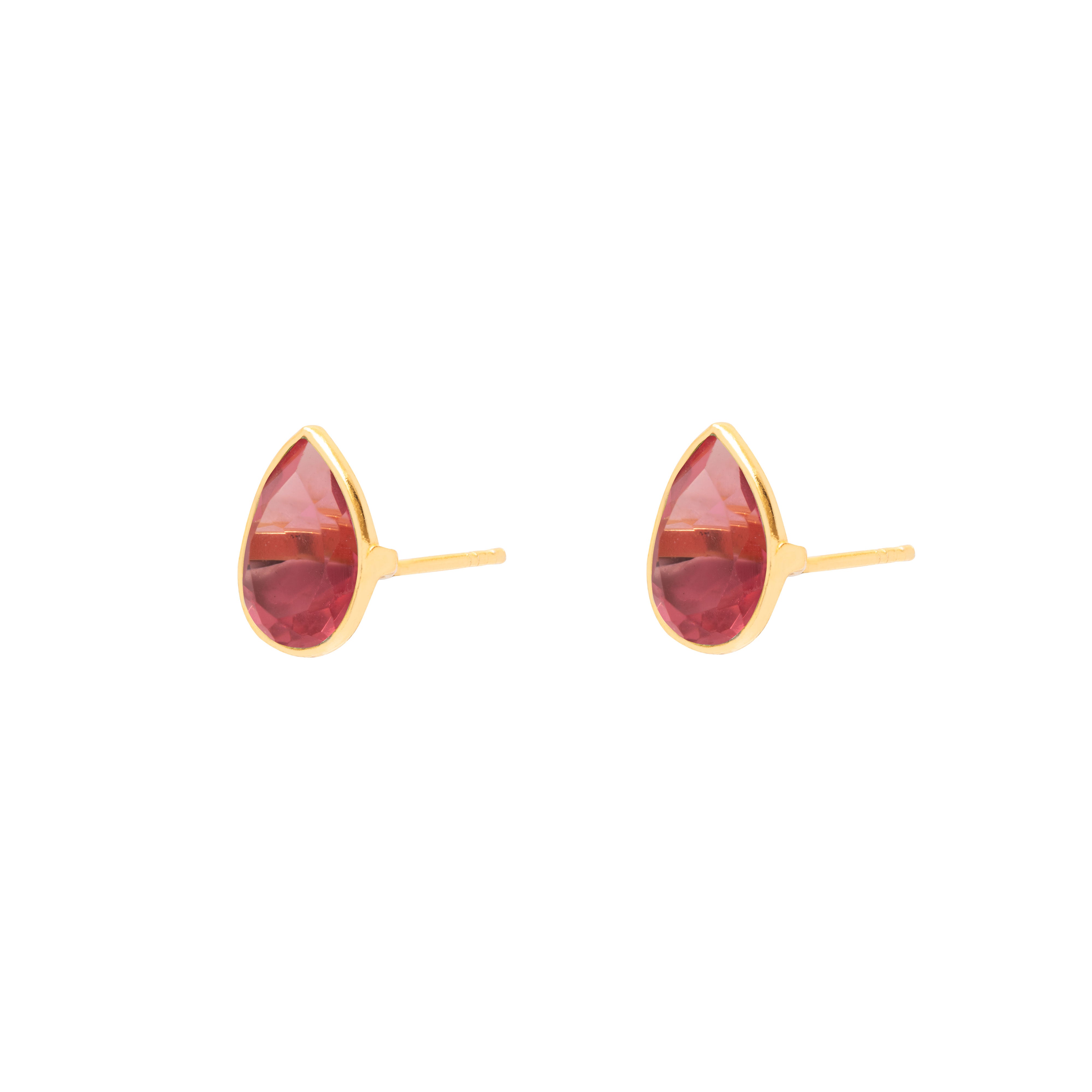 Gold Tera Natural Stone Tear Drop Studs - Jewellery | Mezi  | MEZI